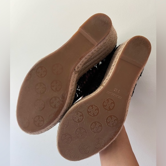 Tory Burch Black Crochet Espadrilles Wedges - Picture 7 of 7